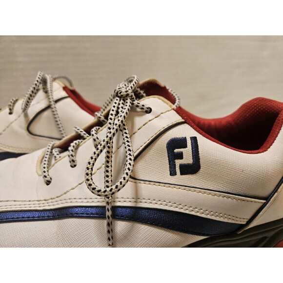 FootJoy Superlites Men's Golf Cleats Model 58009 White/Blue/Red Sz 10M US - Picture 5 of 10
